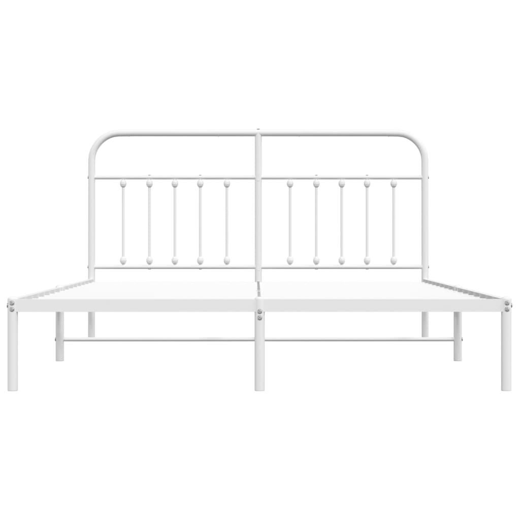 Bedframe Metaal 183 x 213 cm Wit met hoofdbord