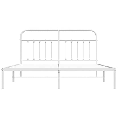 Bedframe Metaal 183 x 213 cm Wit met hoofdbord