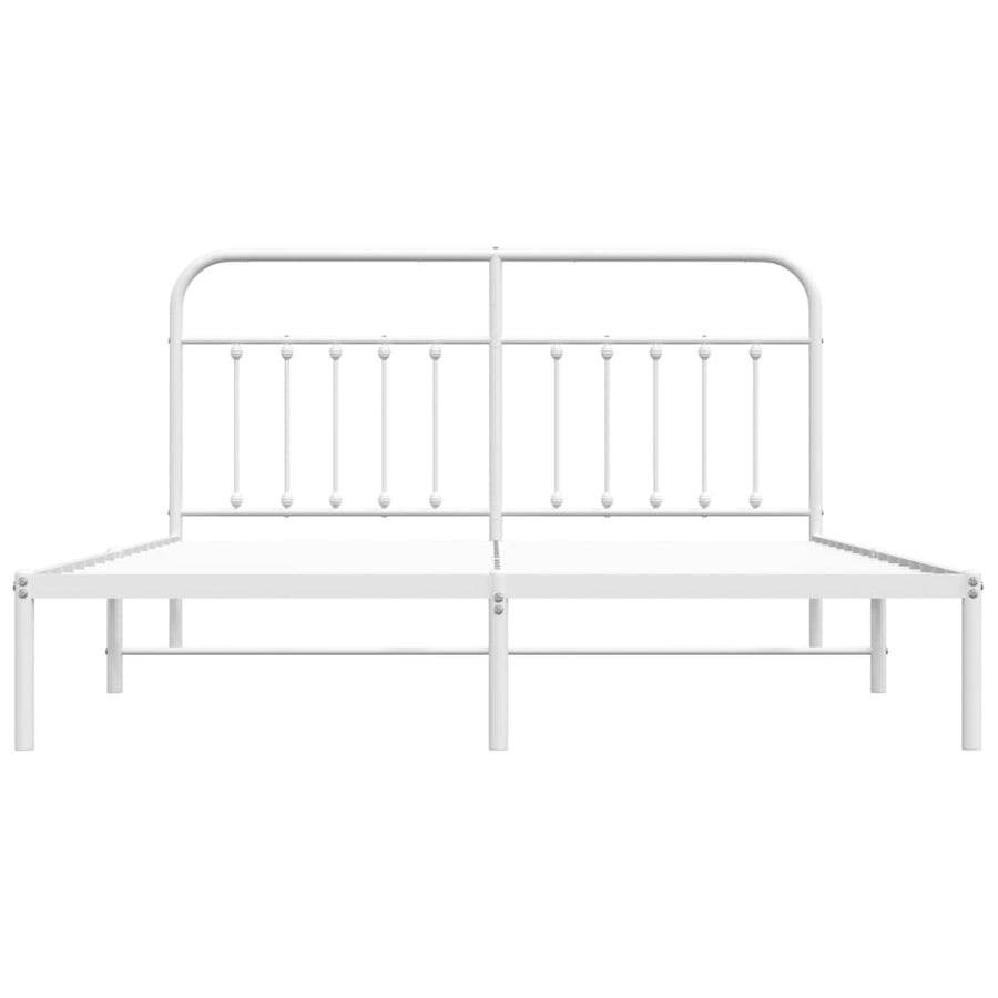 Bedframe Metaal 183 x 213 cm Wit met hoofdbord