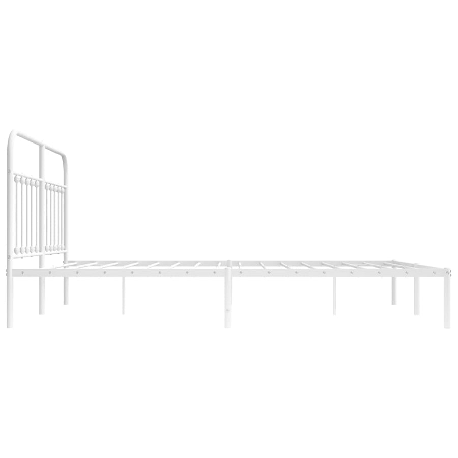 Bedframe Metaal 183 x 213 cm Wit met hoofdbord