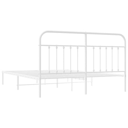 Bedframe Metaal 183 x 213 cm Wit met hoofdbord