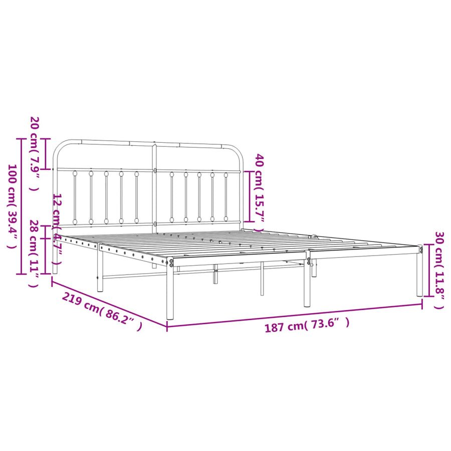 Bedframe Metaal 183 x 213 cm Wit met hoofdbord