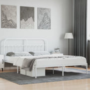 White Metal Bed Frame with Headboard 183x213 cm