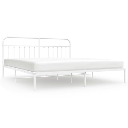 Bedframe Metaal 193 x 203 cm Wit met hoofdbord