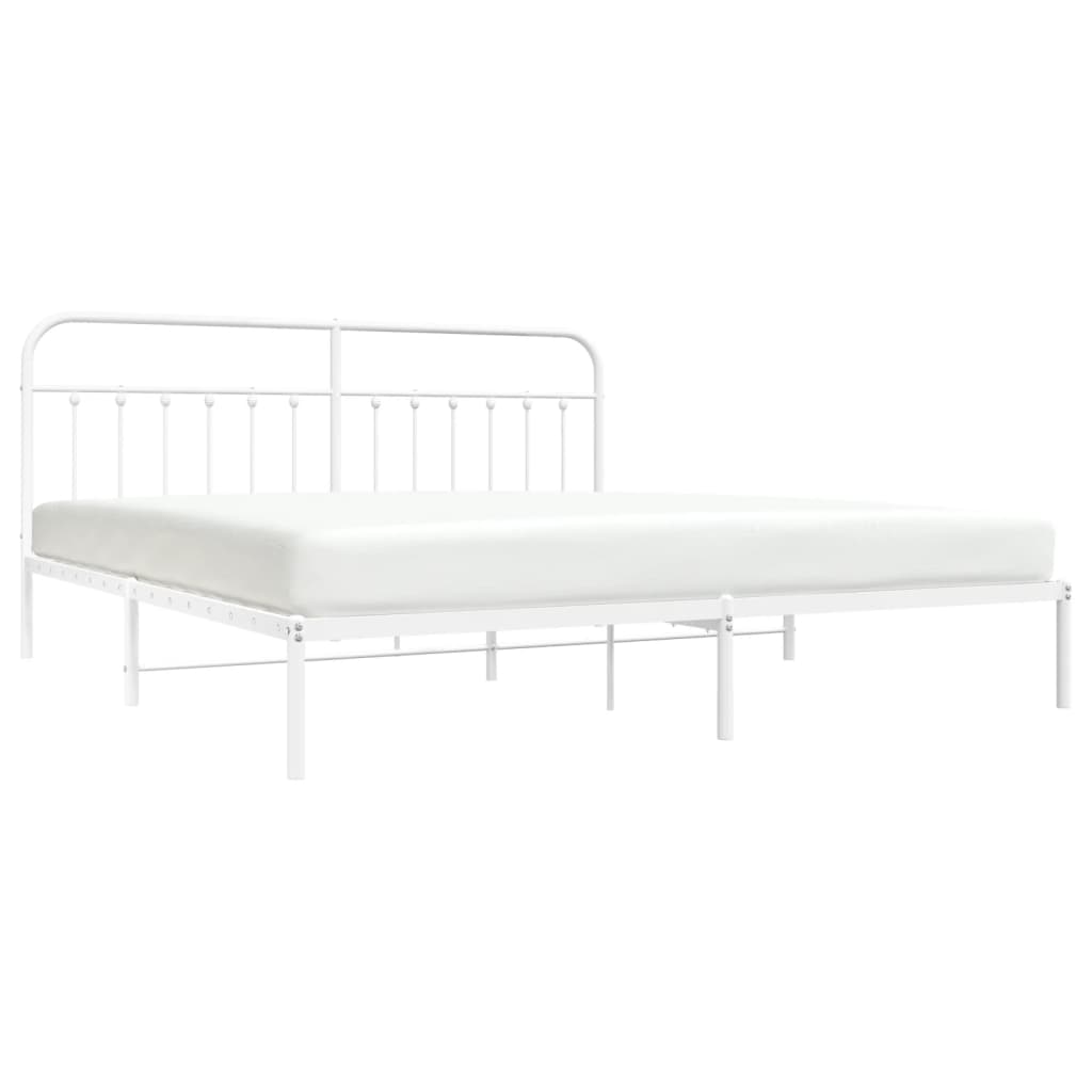 Bedframe Metaal 193 x 203 cm Wit met hoofdbord