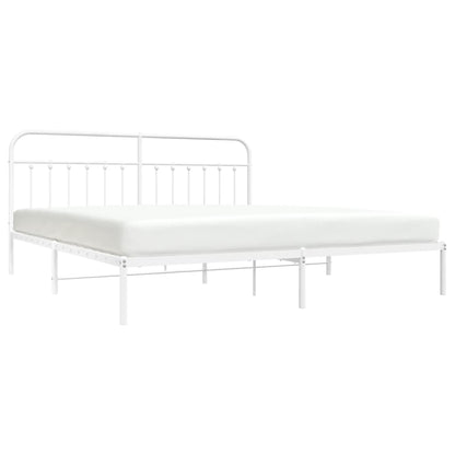 Bedframe Metaal 193 x 203 cm Wit met hoofdbord