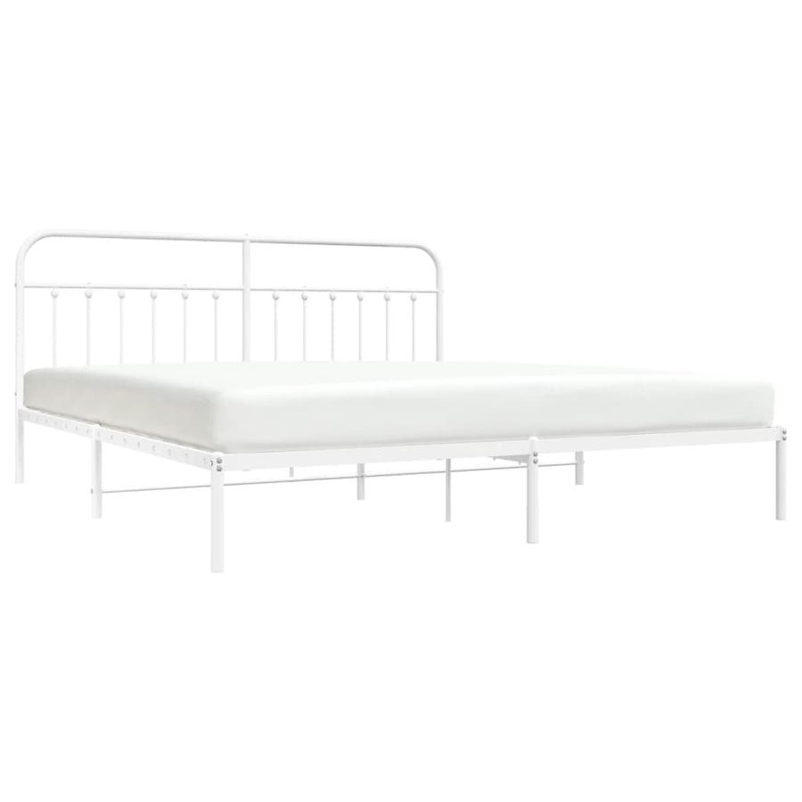 Bedframe Metaal 193 x 203 cm Wit met hoofdbord
