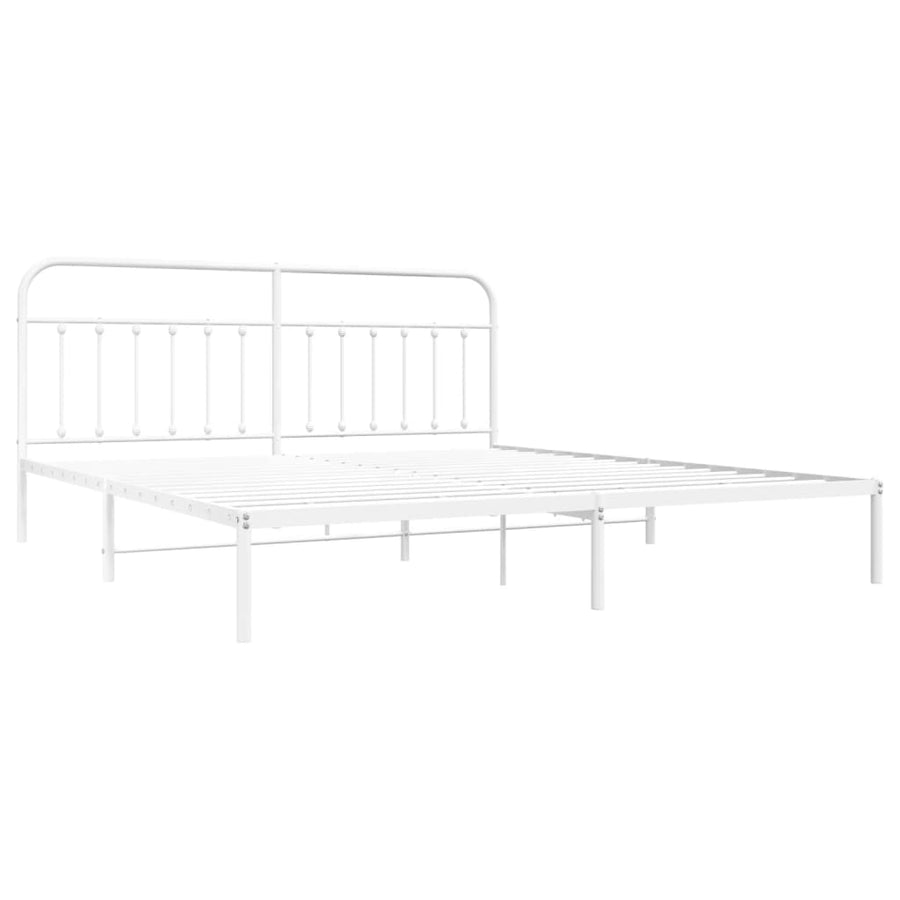 Bedframe Metaal 193 x 203 cm Wit met hoofdbord