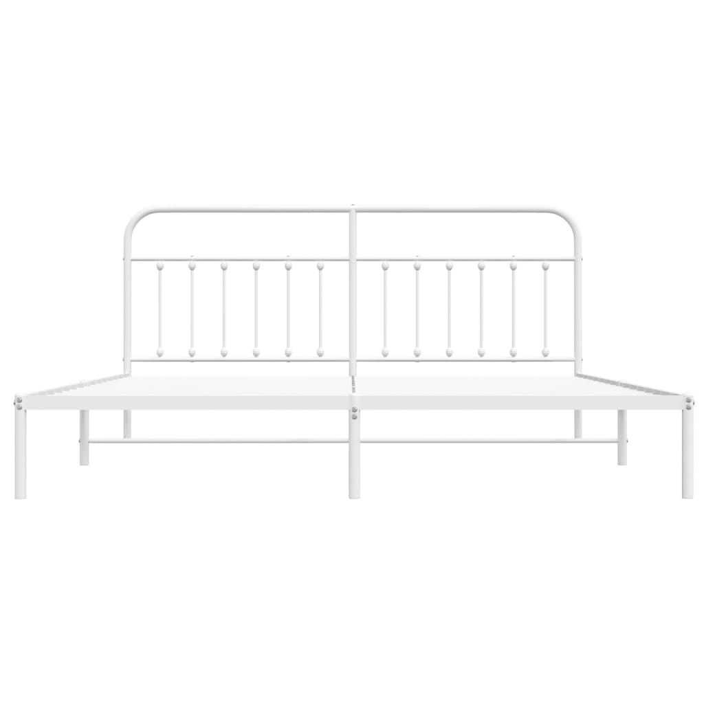 Bedframe Metaal 193 x 203 cm Wit met hoofdbord