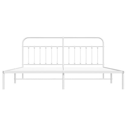 Bedframe Metaal 193 x 203 cm Wit met hoofdbord