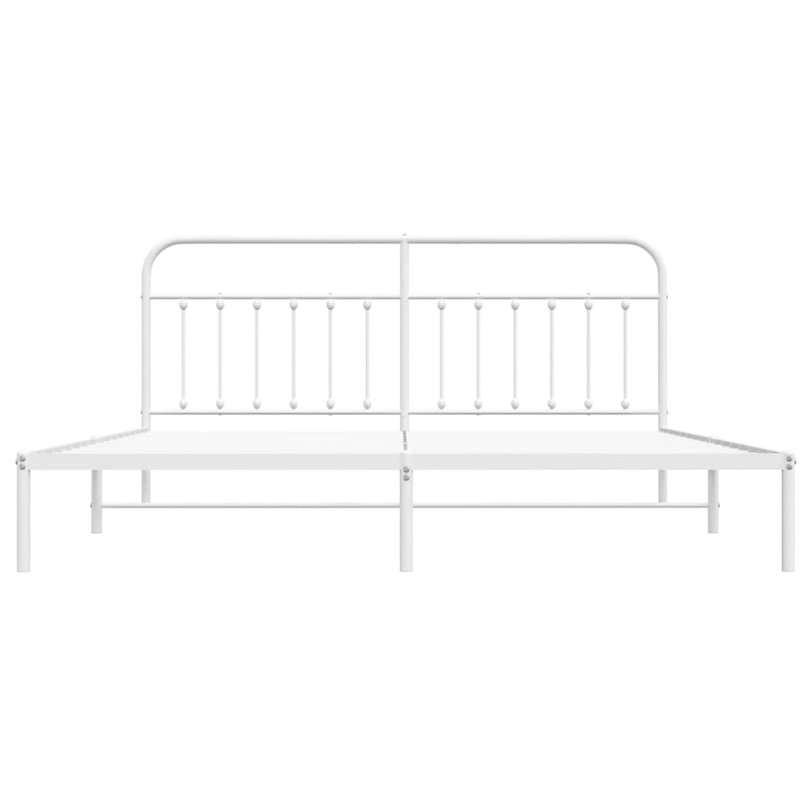 Bedframe Metaal 193 x 203 cm Wit met hoofdbord