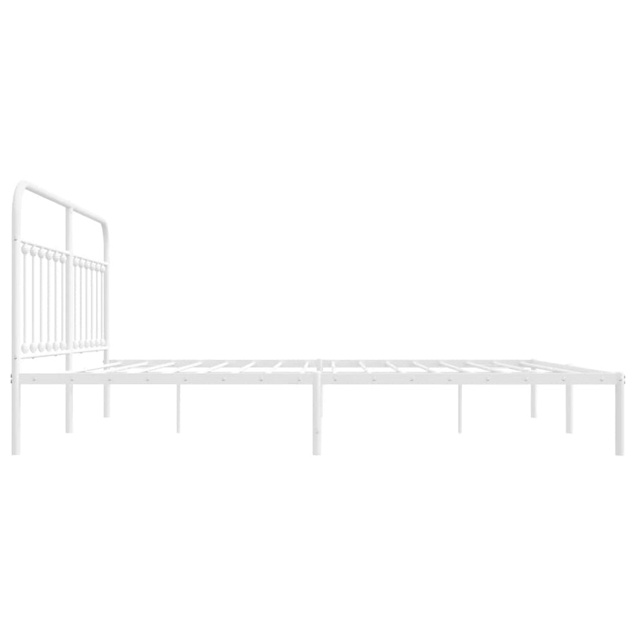 Bedframe Metaal 193 x 203 cm Wit met hoofdbord