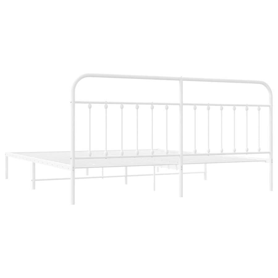 Bedframe Metaal 193 x 203 cm Wit met hoofdbord