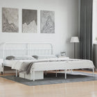 Bedframe metaal wit 193x203 cm met hoofdbord