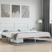 Bedframe metaal wit 193x203 cm met hoofdbord
