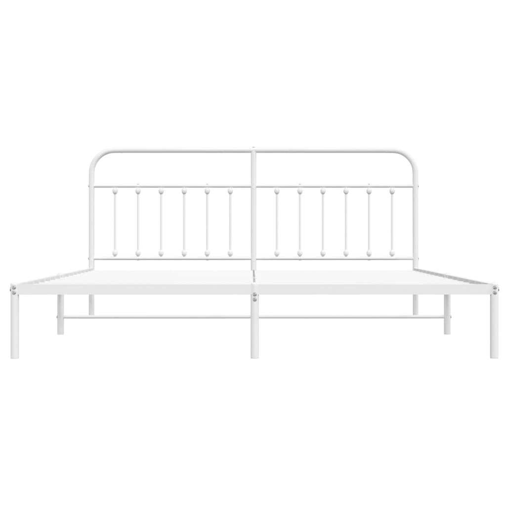 Bedframe Metaal 200 x 200 cm Wit met hoofdbord