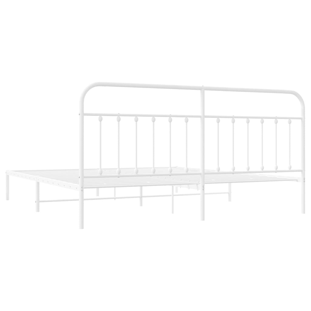 Bedframe Metaal 200 x 200 cm Wit met hoofdbord