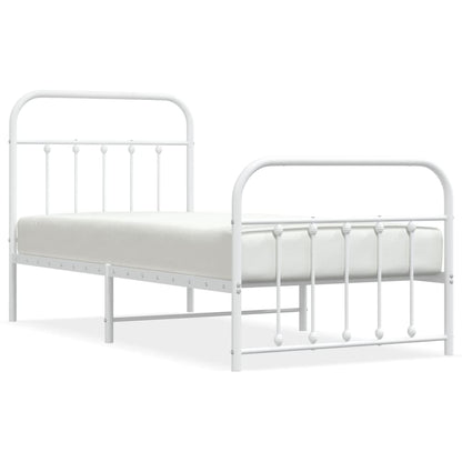 Bedframe Met Hoofd- En Voeteneinde Metaal 90 x 190 cm Wit met hoofdbord & voetbord