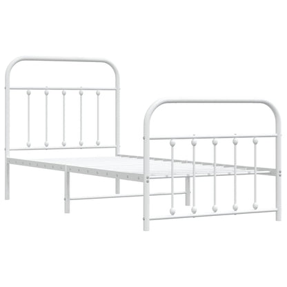 Bedframe Met Hoofd- En Voeteneinde Metaal 90 x 190 cm Wit met hoofdbord & voetbord