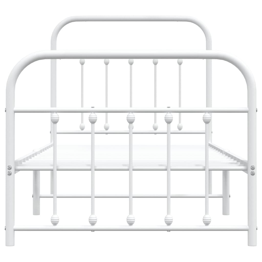 Bedframe Met Hoofd- En Voeteneinde Metaal 90 x 190 cm Wit met hoofdbord & voetbord