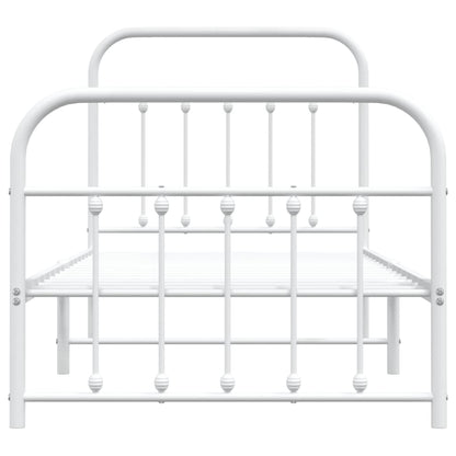 Bedframe Met Hoofd- En Voeteneinde Metaal 90 x 190 cm Wit met hoofdbord & voetbord