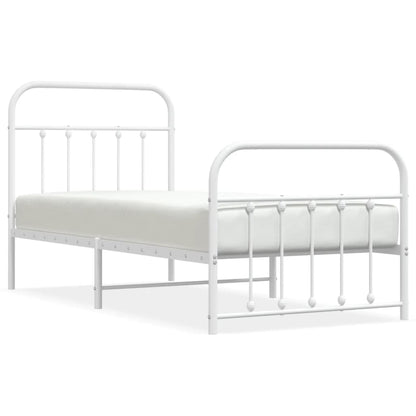 Bedframe Met Hoofd- En Voeteneinde Metaal 90 x 200 cm Wit met hoofdbord & voetbord