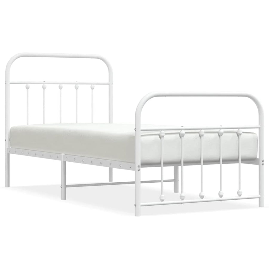 Bedframe Met Hoofd- En Voeteneinde Metaal 90 x 200 cm Wit met hoofdbord & voetbord