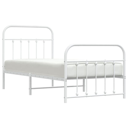 Bedframe Met Hoofd- En Voeteneinde Metaal 90 x 200 cm Wit met hoofdbord & voetbord