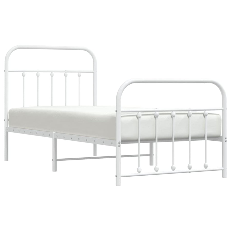 Bedframe Met Hoofd- En Voeteneinde Metaal 90 x 200 cm Wit met hoofdbord & voetbord