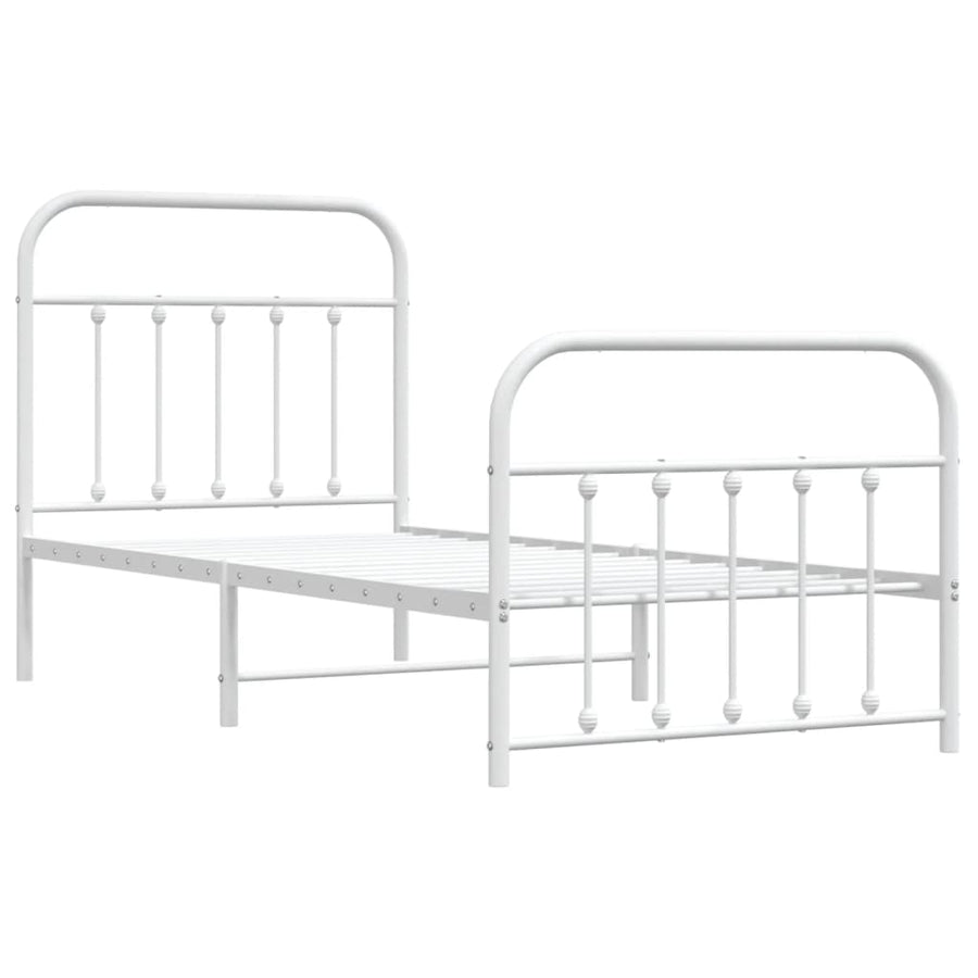Bedframe Met Hoofd- En Voeteneinde Metaal 90 x 200 cm Wit met hoofdbord & voetbord