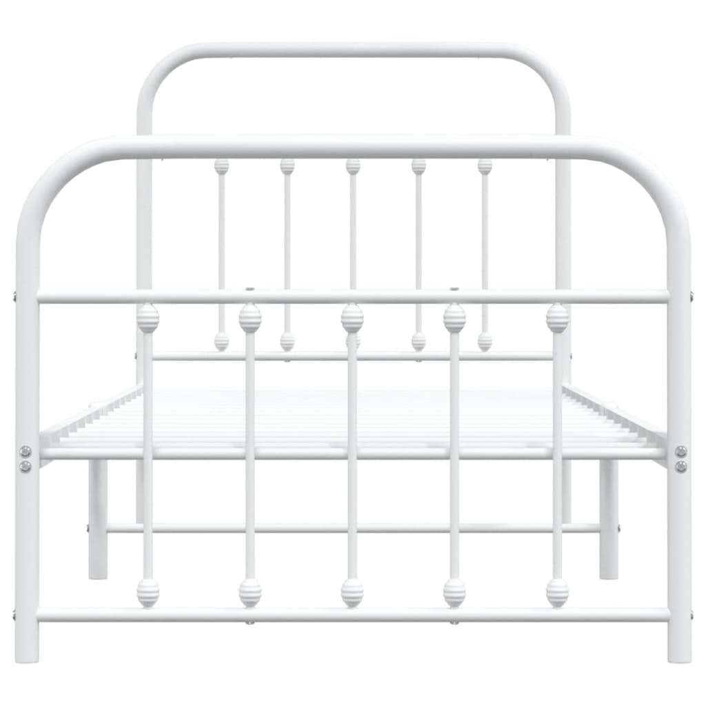 Bedframe Met Hoofd- En Voeteneinde Metaal 90 x 200 cm Wit met hoofdbord & voetbord