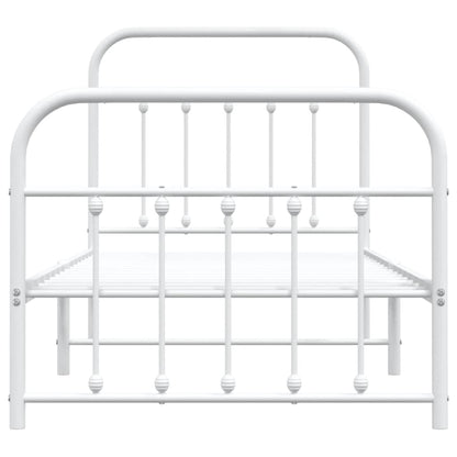 Bedframe Met Hoofd- En Voeteneinde Metaal 90 x 200 cm Wit met hoofdbord & voetbord