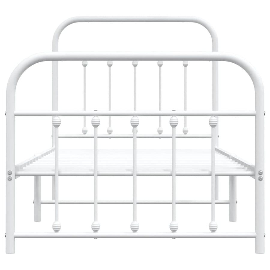 Bedframe Met Hoofd- En Voeteneinde Metaal 90 x 200 cm Wit met hoofdbord & voetbord