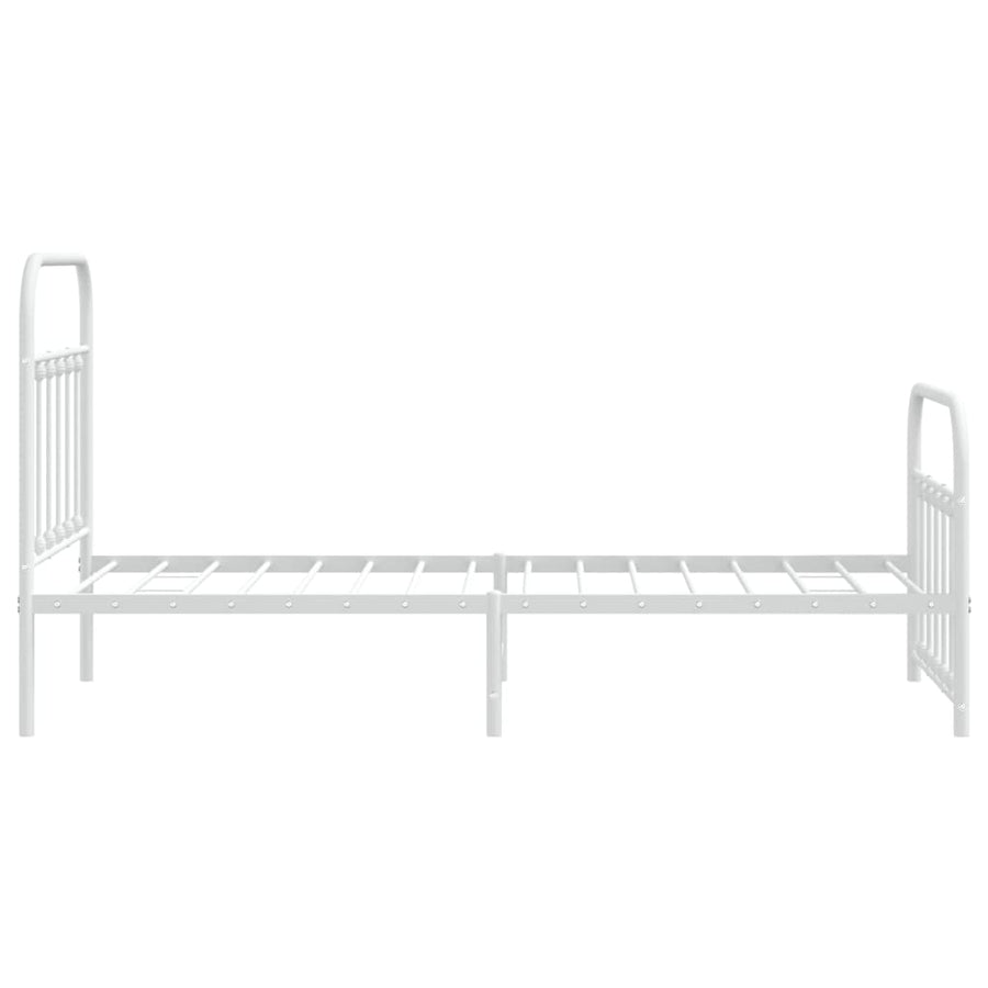 Bedframe Met Hoofd- En Voeteneinde Metaal 90 x 200 cm Wit met hoofdbord & voetbord