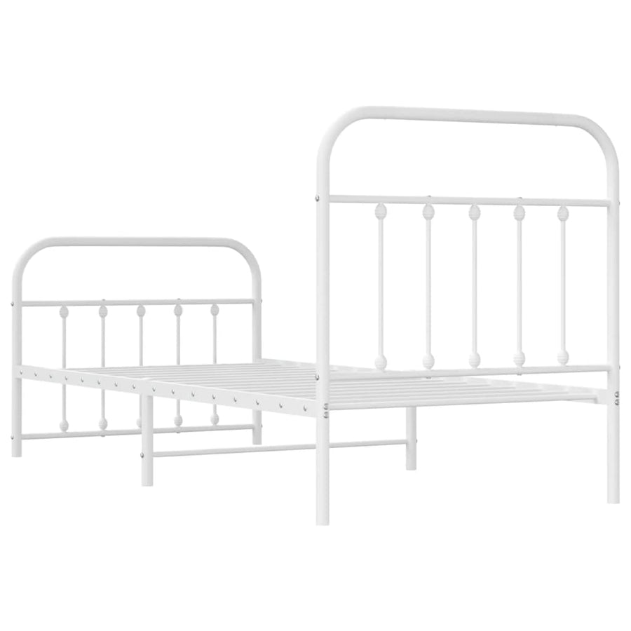 Bedframe Met Hoofd- En Voeteneinde Metaal 90 x 200 cm Wit met hoofdbord & voetbord