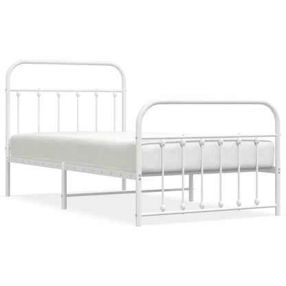 Bedframe Met Hoofd- En Voeteneinde Metaal 100 x 190 cm Wit met hoofdbord & voetbord