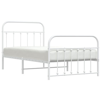 Bedframe Met Hoofd- En Voeteneinde Metaal 100 x 190 cm Wit met hoofdbord & voetbord