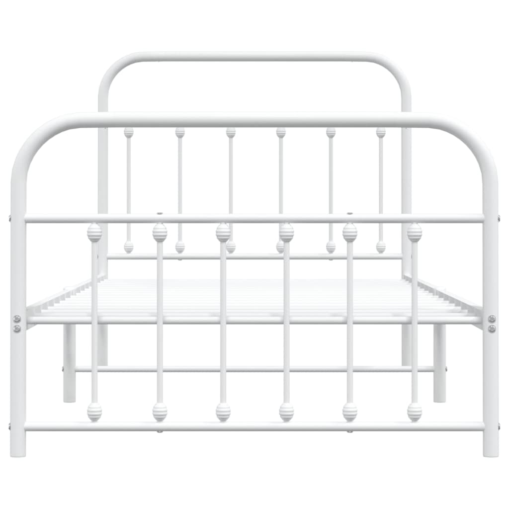 Bedframe Met Hoofd- En Voeteneinde Metaal 100 x 190 cm Wit met hoofdbord & voetbord