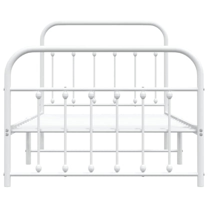Bedframe Met Hoofd- En Voeteneinde Metaal 100 x 190 cm Wit met hoofdbord & voetbord