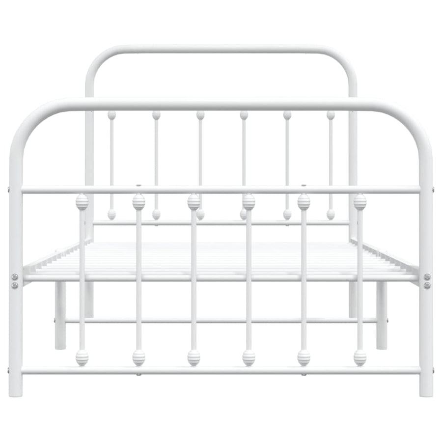 Bedframe Met Hoofd- En Voeteneinde Metaal 100 x 190 cm Wit met hoofdbord & voetbord