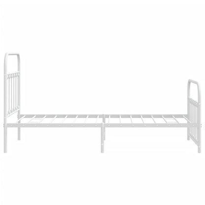 Bedframe Met Hoofd- En Voeteneinde Metaal 100 x 190 cm Wit met hoofdbord & voetbord
