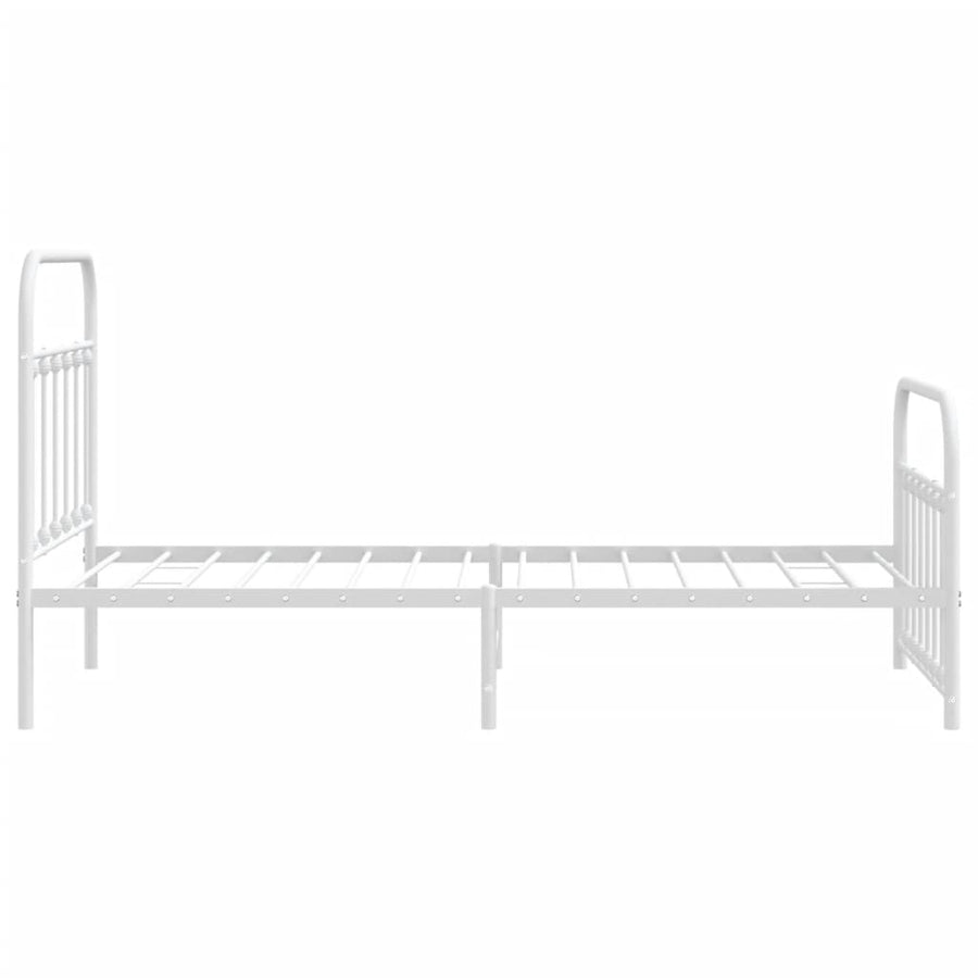 Bedframe Met Hoofd- En Voeteneinde Metaal 100 x 190 cm Wit met hoofdbord & voetbord