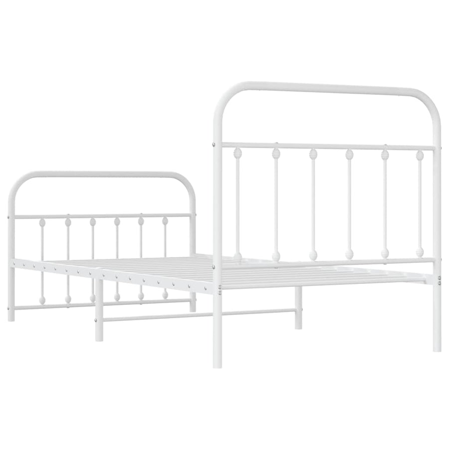 Bedframe Met Hoofd- En Voeteneinde Metaal 100 x 190 cm Wit met hoofdbord & voetbord