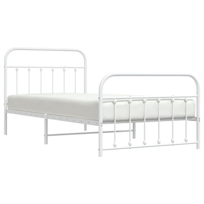 Bedframe Met Hoofd- En Voeteneinde Metaal 100 x 200 cm Wit met hoofdbord & voetbord