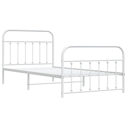 Bedframe Met Hoofd- En Voeteneinde Metaal 100 x 200 cm Wit met hoofdbord & voetbord