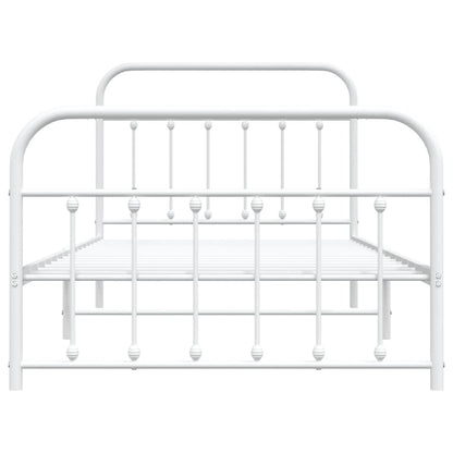 Bedframe Met Hoofd- En Voeteneinde Metaal 100 x 200 cm Wit met hoofdbord & voetbord