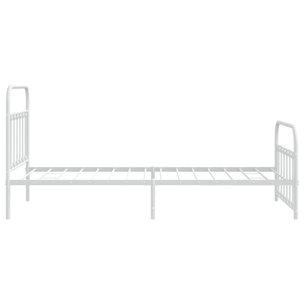 Bedframe Met Hoofd- En Voeteneinde Metaal 100 x 200 cm Wit met hoofdbord & voetbord