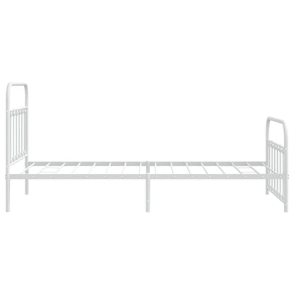 Bedframe Met Hoofd- En Voeteneinde Metaal 100 x 200 cm Wit met hoofdbord & voetbord