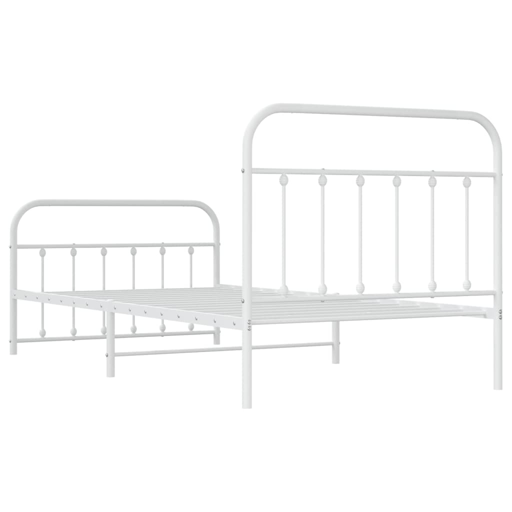 Bedframe Met Hoofd- En Voeteneinde Metaal 100 x 200 cm Wit met hoofdbord & voetbord