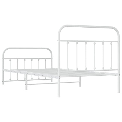 Bedframe Met Hoofd- En Voeteneinde Metaal 100 x 200 cm Wit met hoofdbord & voetbord